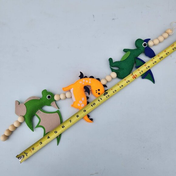 Handmade Dragons Dinosaurs Felt Garland Wall Decor Hangs Vertically Nursery Room - Picture 8 of 12